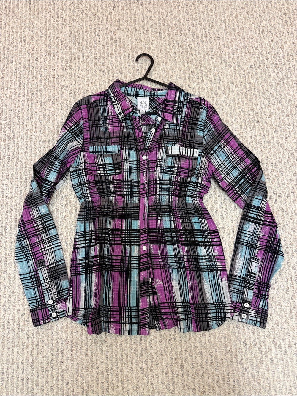 Rip Curl Purple & Blue Plaid Button-Down Shirt